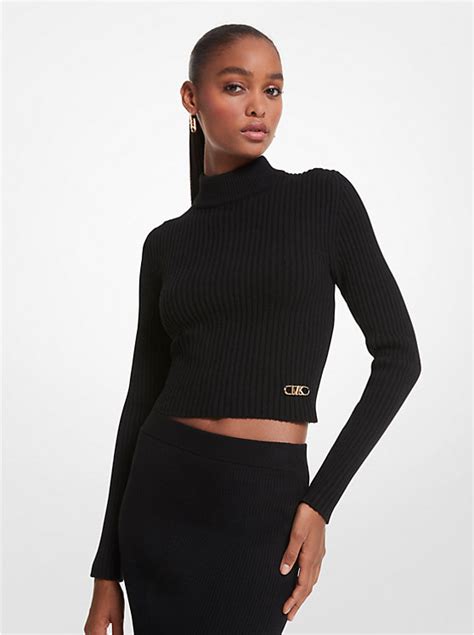 michael kors wool blend stripped turtleneck sweater|Michael Kors Collection Merino Wool Blend Rib Turtleneck .